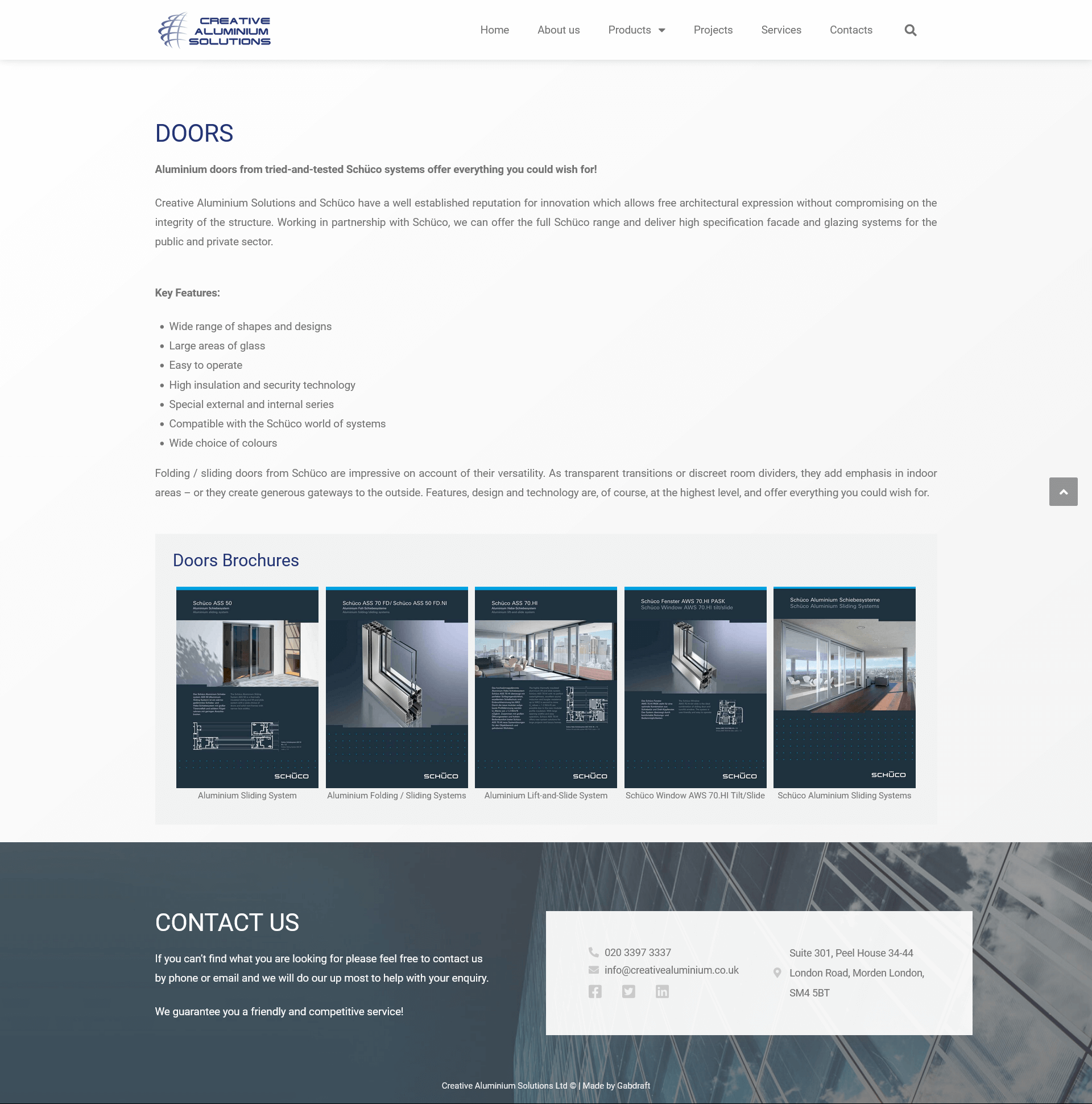 Gabdraft – Internetinės svetainės kūrimas Creativealuminium produktai durys