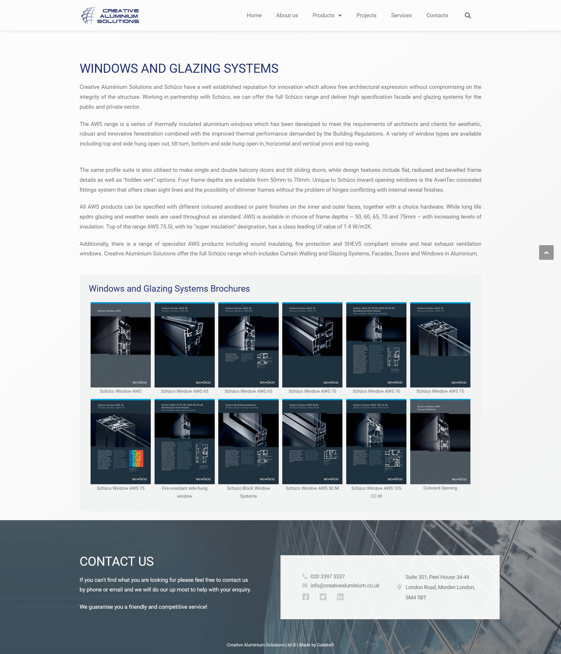 Gabdraft – Internetinės svetainės kūrimas Creativealuminium produktų landų puslapis