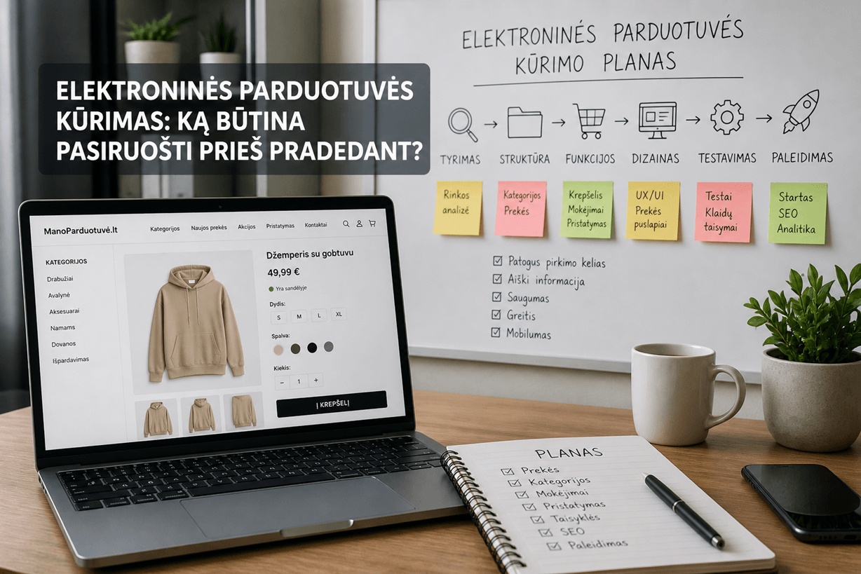 elektroninės parduotuvės kūrimas planuojant prekių kategorijas ir pirkimo kelią