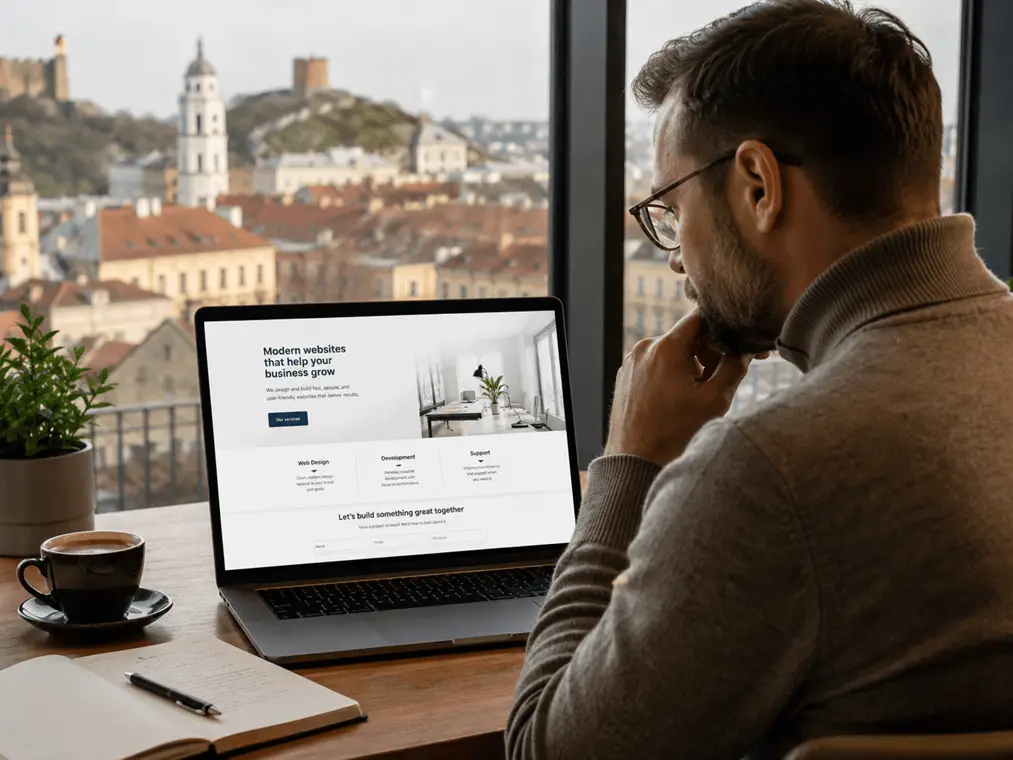 Verslo svetainės kūrimas Vilniuje – modernios interneto svetainės peržiūra